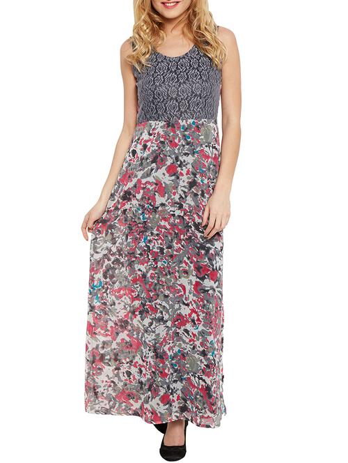 mesh panel abstract maxi dress - 10549144 - Very Small Image - 1