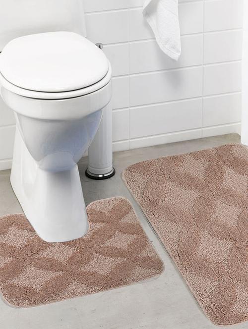 lushomes ultra soft microfiber polyester beige regular bath mat set (1 pc bathmat + 1 pc contour) - 10549559 - Very Small Image - 1