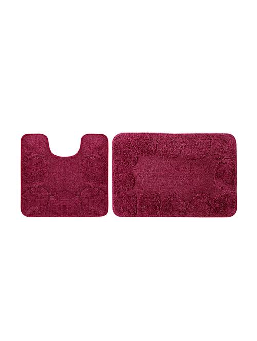 lushomes ultra soft cotton burgundy large bath mat set (1 pc bathmat + 1 pc contour) - 10549622 - Very Small Image - 1