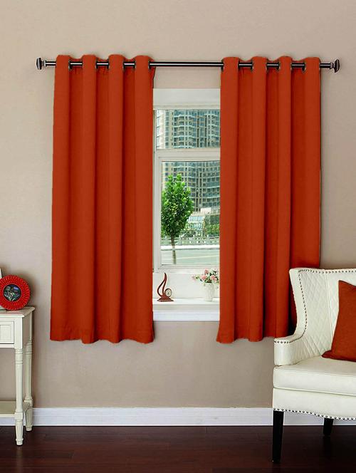 lushomes plain maroon polyester blackout curtains with 8 metal eyelets for windows - 10550802 - Very Small Image - 1