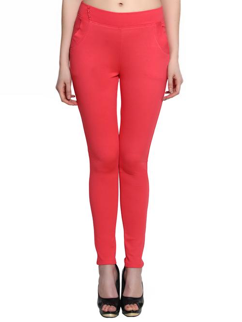 red polyester blend jeggings - 10551148 - Very Small Image - 1