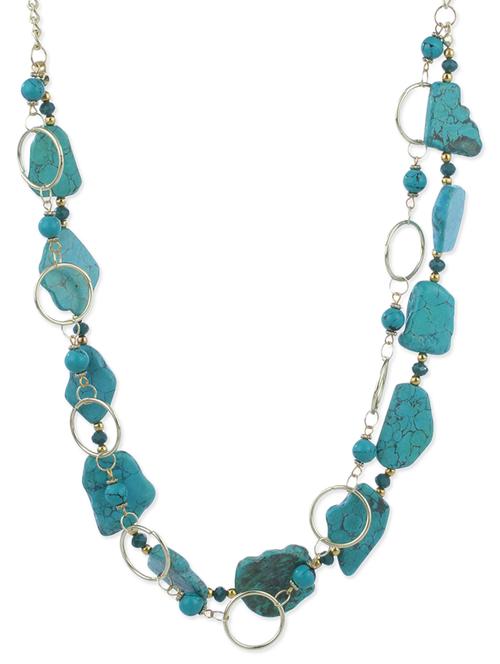 chunky irregular turquoise stone layered necklace - 10552750 - Very Small Image - 1