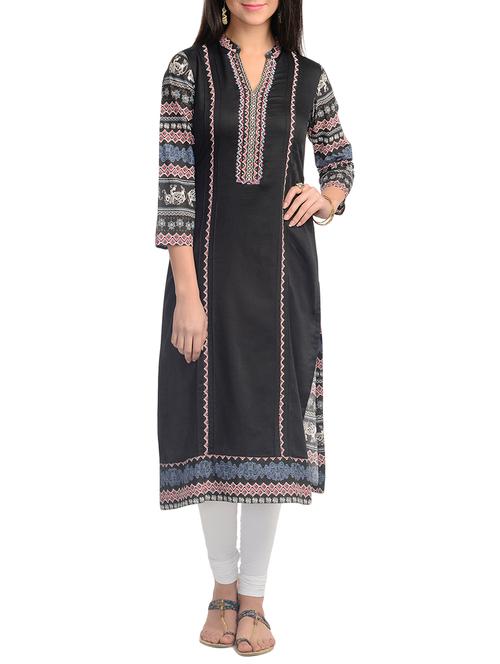 multi colored cotton anarkali kurta - 10554584 - Very Small Image - 1