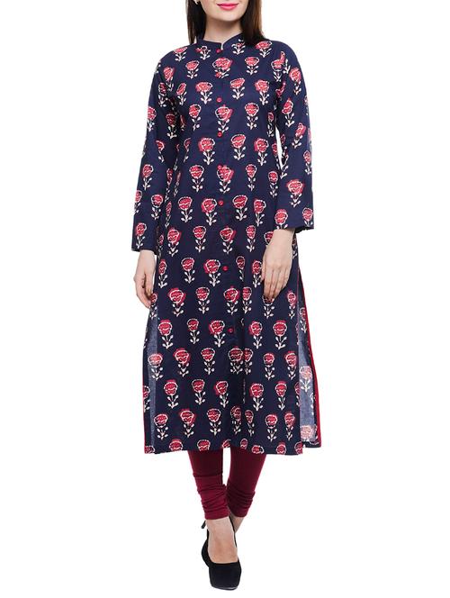 blue cotton anarkali kurta - 10554622 - Very Small Image - 1