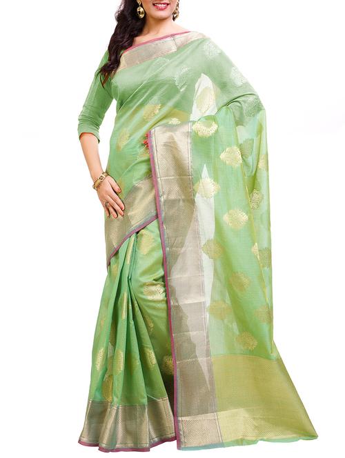dark green net saree - 10554638 - Very Small Image - 1