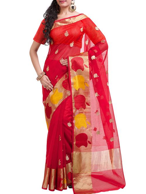 red cotton saree - 10554645 - Very Small Image - 1