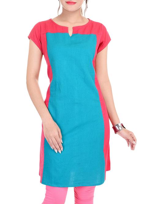 cotton flux solid red,blue color kurta - 10556579 - Very Small Image - 1