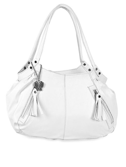 white plain solid leatherette hand bag - 1055666 - Very Small Image - 1