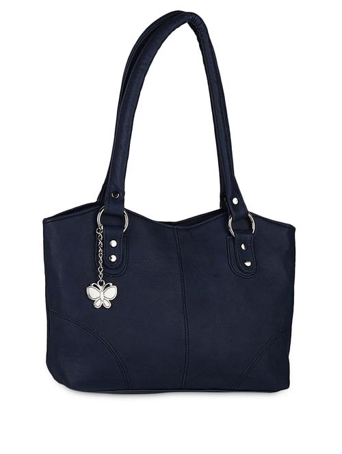 blue plain solid leatherette hand bag - 1055692 - Very Small Image - 1