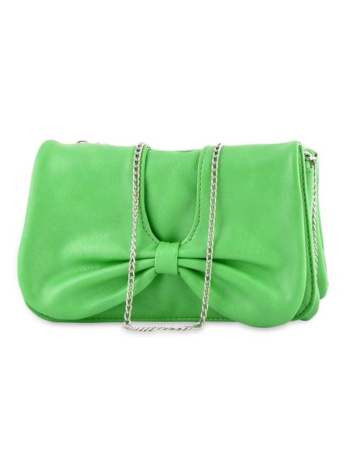 Green Plain Solid Leatherette Clutch - 1055725 - Very Small Image - 1