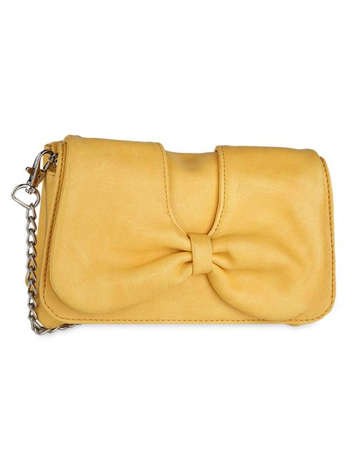 Yellow Plain Solid Leatherette Clutch - 1055732 - Very Small Image - 1