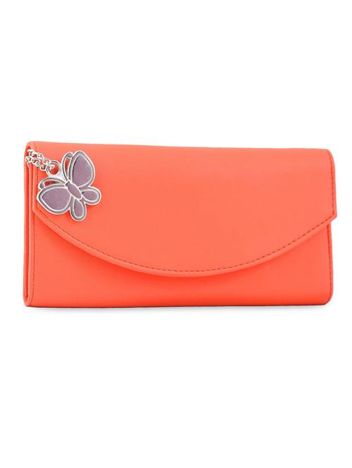 orange plain solid leatherette wallet - 1055748 - Very Small Image - 1