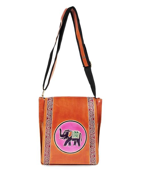 orange elephant print leatherette sling bag - 1055969 - Very Small Image - 1