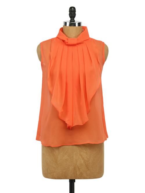 orange front frills georgette top - 1056142 - Very Small Image - 1