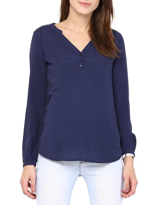 navy rayon top - 10570522 - Very Small Image - 1