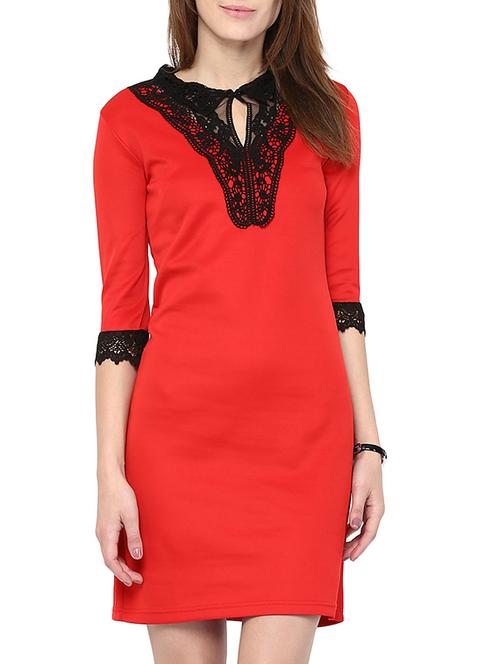 red cotton blended dress - 10570545 - Very Small Image - 1