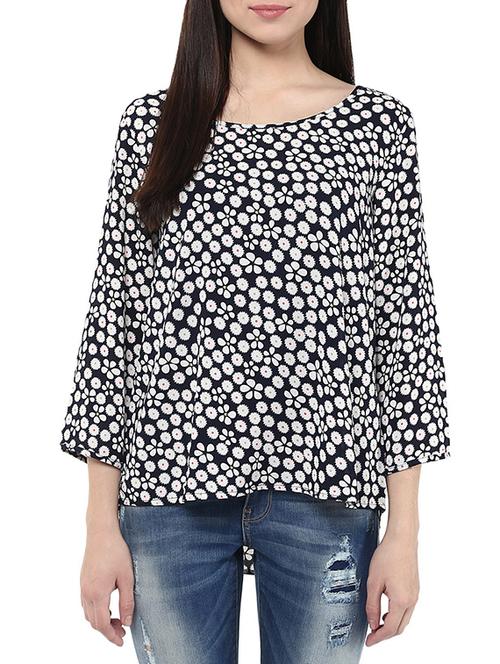 navy crepe top - 10570590 - Very Small Image - 1