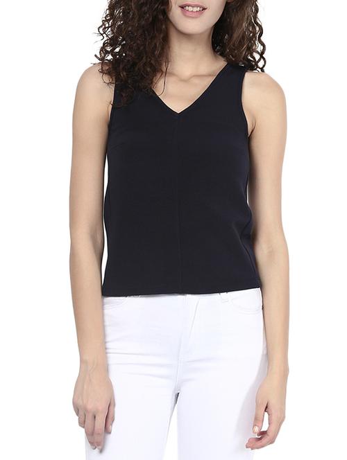 v- neck solid top - 10570598 - Very Small Image - 1