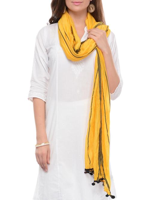 yellow cotton dupatta - 10571919 - Very Small Image - 1