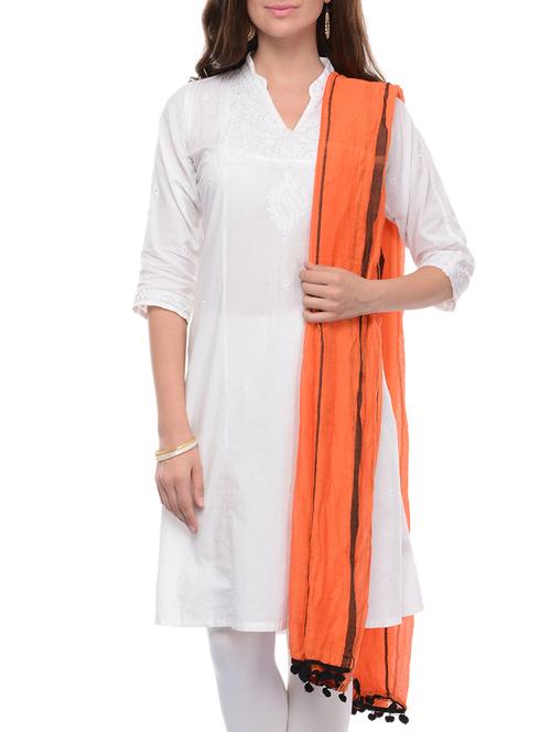 orange cotton dupatta - 10571925 - Very Small Image - 1
