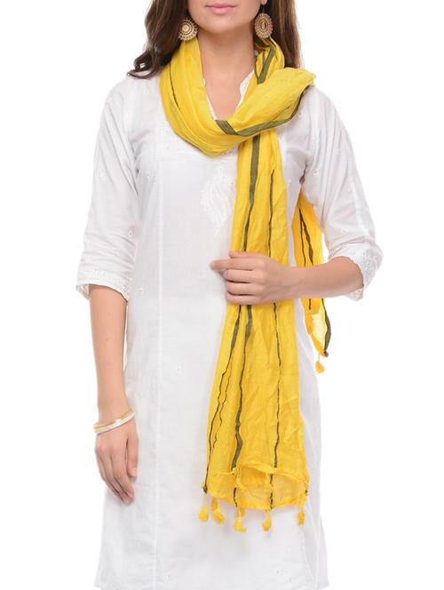 yellow cotton dupatta - 10571928 - Very Small Image - 1