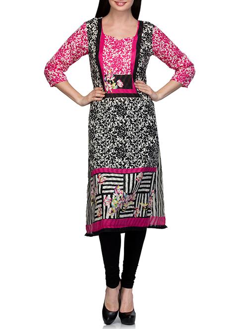 pink cotton straight kurta - 10577703 - Very Small Image - 1