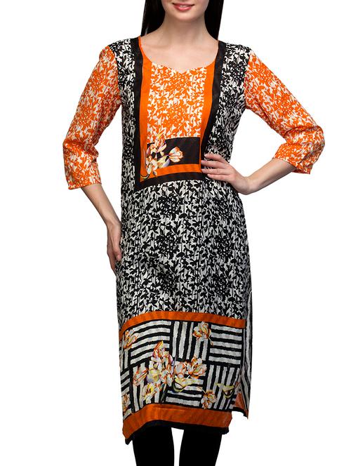 orange cotton straight kurta - 10577704 - Very Small Image - 1