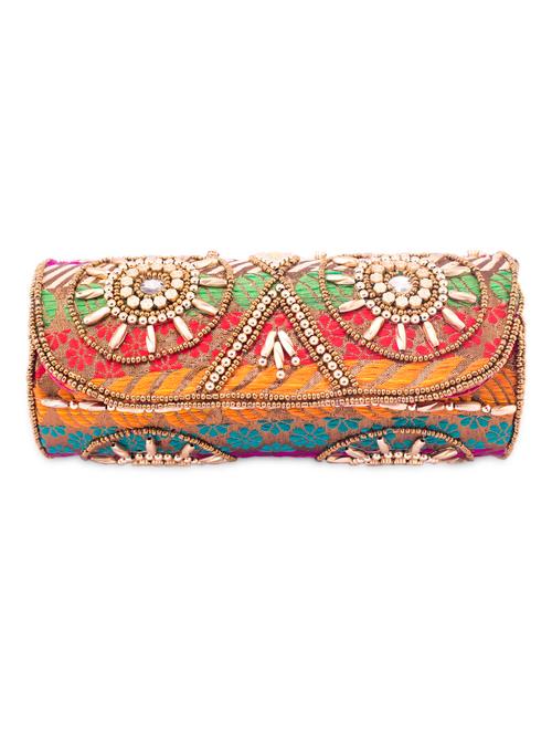 Ethnic art silk round sling clutch - 1057893 - Very Small Image - 1