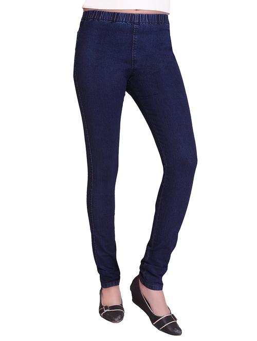 adbucks navy blue stretchable denim jeggings - 10579129 - Very Small Image - 1