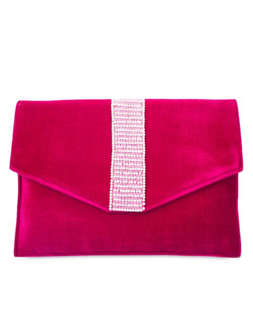 Studded fuchsia velvet clutch - 1057922 - Very Small Image - 1