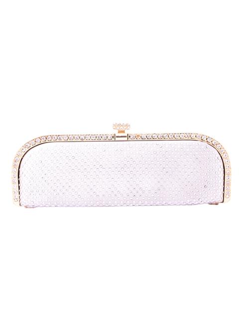 silver metal, art silk clutch - 1057924 - Very Small Image - 1