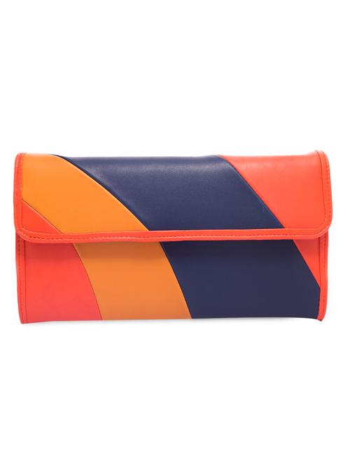 Striped orange leatherette clutch - 1057940 - Very Small Image - 1