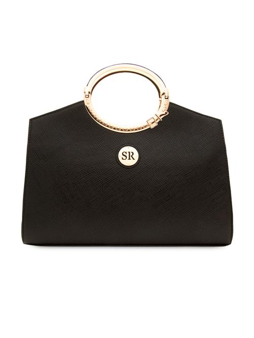 Black structured leatherette handbag - 1057973 - Very Small Image - 1