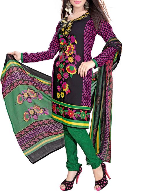 multi colored crepe unstitched suit - 10580401 - Very Small Image - 1