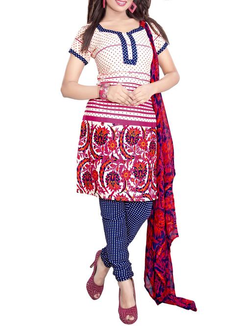 cream crepe unstitched suit - 10580404 - Very Small Image - 1