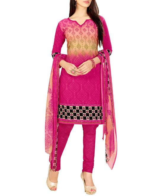 red chanderi unstitched suit - 10580436 - Very Small Image - 1
