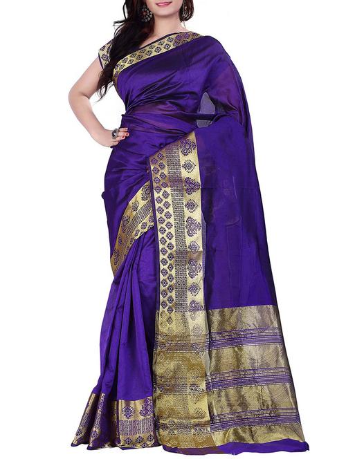 blue silk saree - 10580703 - Very Small Image - 1