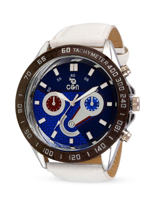 tachymeter dial white strap wrist watch - 1058351 - Very Small Image - 1