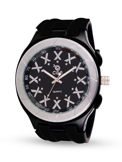 cross printed black strap wrist watch - 1058355 - Very Small Image - 1