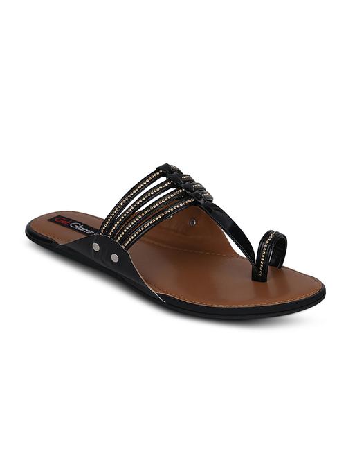 black leatherette one toe sandal - 10588868 - Very Small Image - 1
