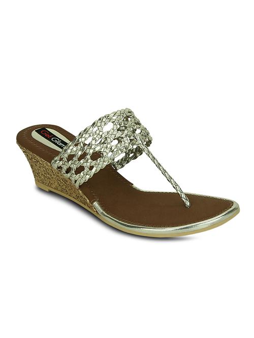 gold leatherette wedge - 10588884 - Very Small Image - 1
