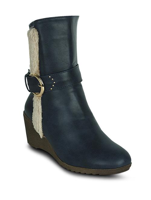 blue leatherette ankle boot - 10588933 - Very Small Image - 1