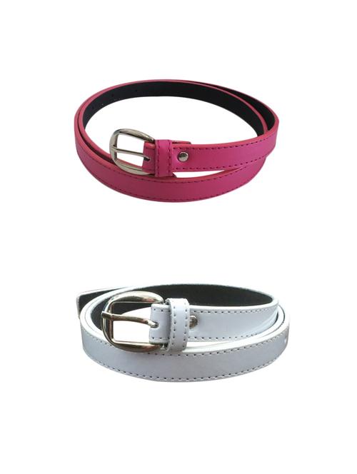 pink, white leatherette belt - 10589264 - Very Small Image - 1