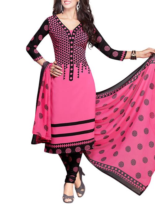 pink churidaar suits dress material - 10589577 - Very Small Image - 1