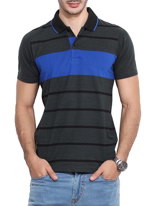 Multi Color Cotton Striped T-Shirt - 10591727 - Very Small Image - 1
