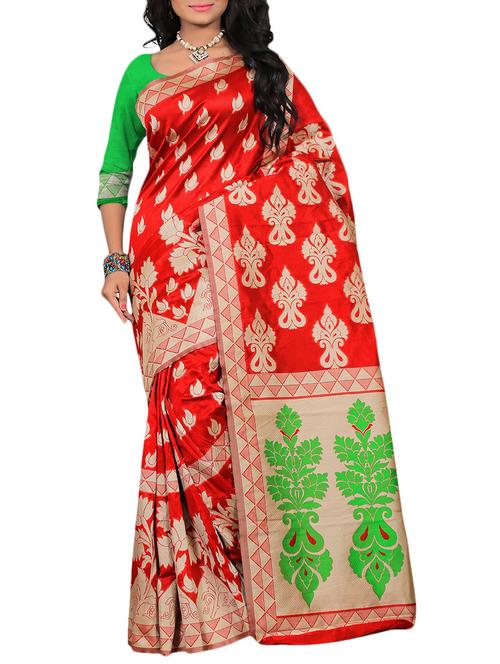red silk saree - 10593238 - Very Small Image - 1