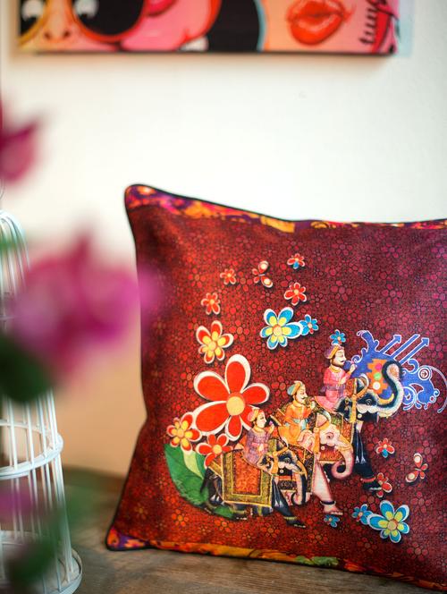 three emperors on elephants cushion cover - 10602 - Very Small Image - 1