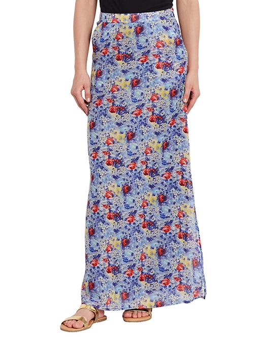 floral print blue cotton skirt - 10604079 - Very Small Image - 1