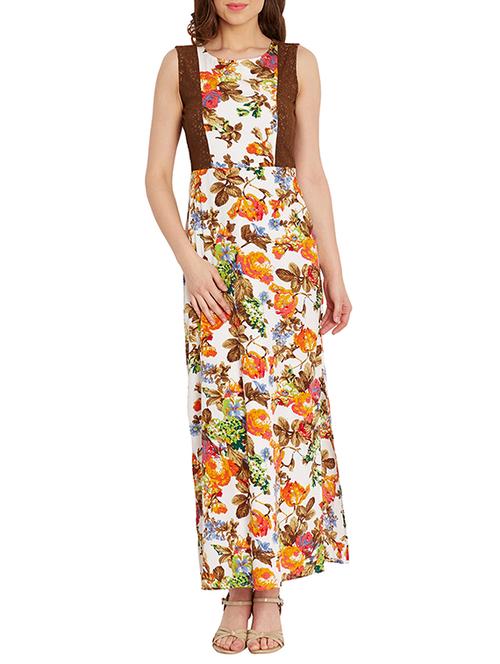 lace detail floral maxi dress - 10604092 - Very Small Image - 1
