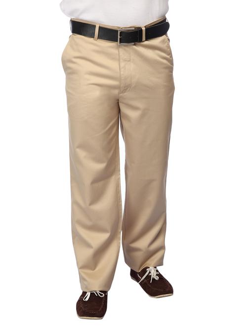 beige cotton casual trousers - 10604403 - Very Small Image - 1